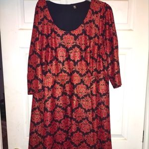 Red/Gold Floral Holiday Dress 3X